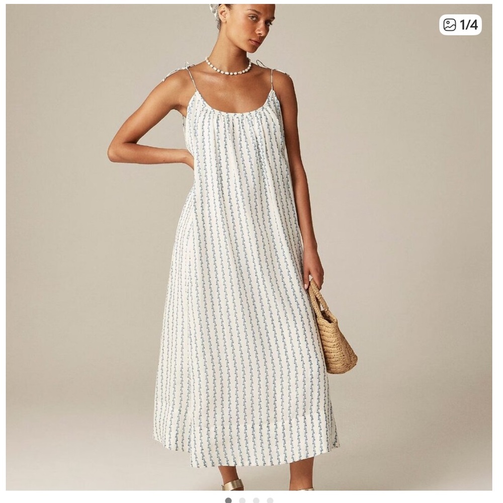 NWT J Crew Floaty Tie-Shoulder Dress in Floral-Print Ramie XS